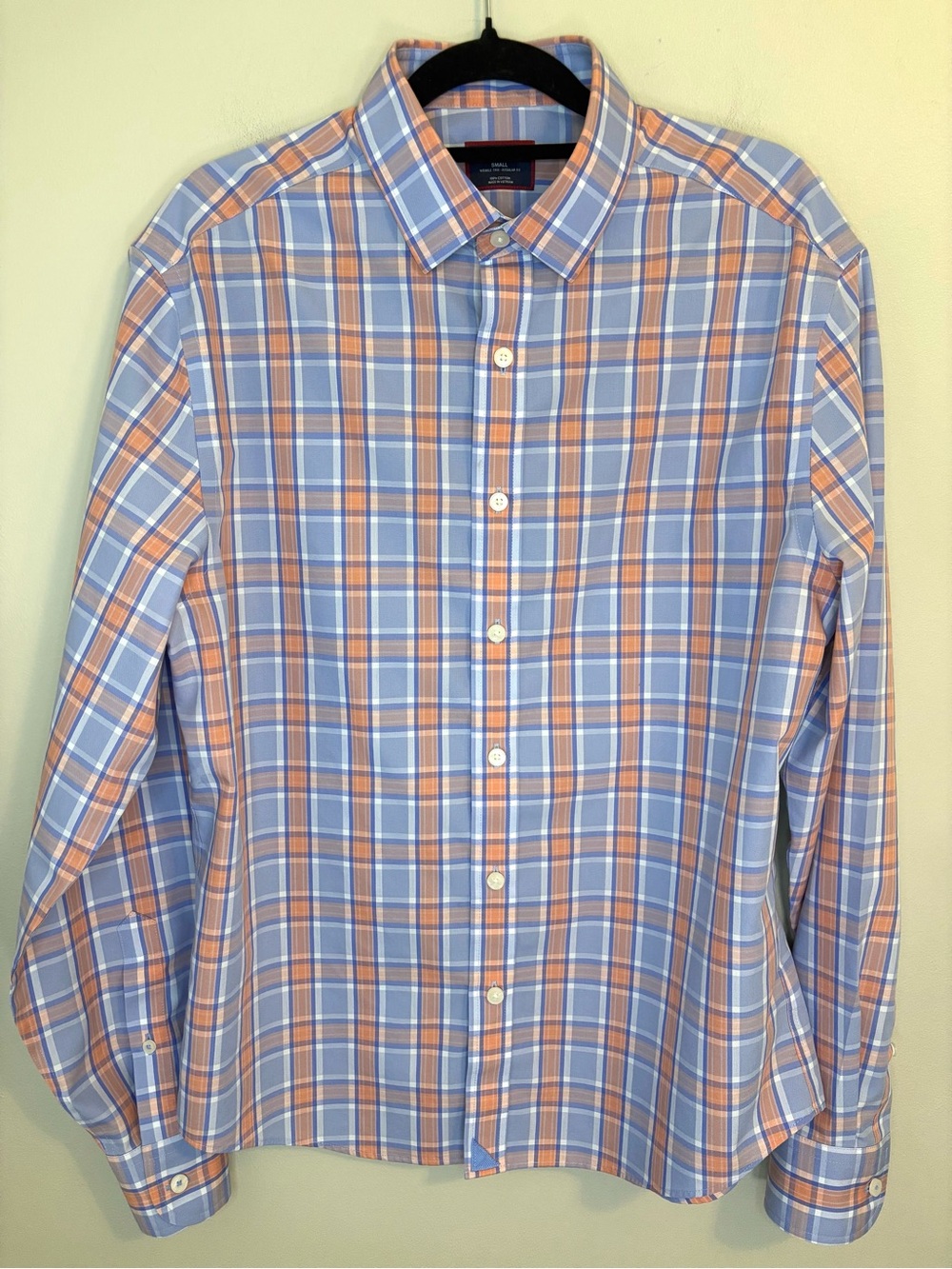UNTUCKit Ravenswood WF Blue Plaid Button Down Shirt Small Regular Fit